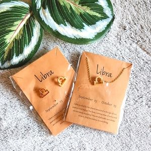 Zodiac necklace and stud earrings Libra